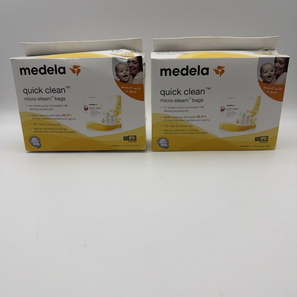 MEDELA 2 BOXES X 5 BAGS (10 TOTAL) QUICK CLEAN MICRO STEAM BAGS new‎ Baby Clean